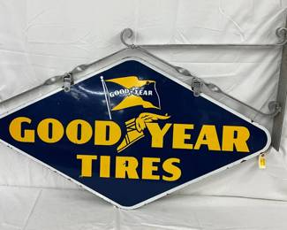 DS Porc. Goodyear Tires Swinger Sign with Bracket, 48x26