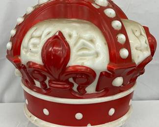 Early Milk Glass Crown Globe with Red Accents, 17in x 17in