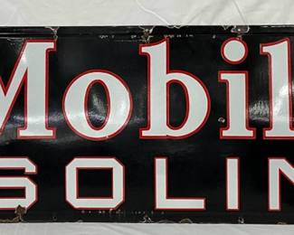 Porc. Mobilgas Self-Framed Gargoyle Sign, 86in x 22in