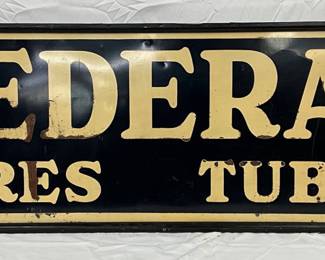 Federal Tires and Tubes Metal Sign w/Wood Frame, 24×72