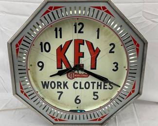 Key Work Clothes Octagon Spinner Neon Clock, 18in x 18in