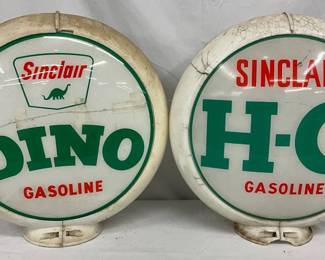 Two Sinclair Plastic Body Gasoline Globes, 16in Diameter