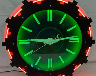 Cleveland Style Double Neon Clock, 26 inches