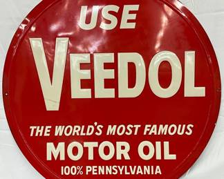 Emb. Veedol Motor Oil Advertising Sign, 42 Inches