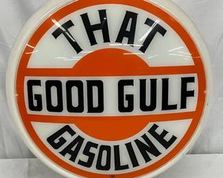 Milk Glass Gulf Gasoline Wide Body Globe, 16 inches