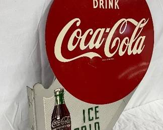 Coca Cola DS Flange Sign, ‘Drink Coca Cola Ice Cold,’ 19×22 Inches