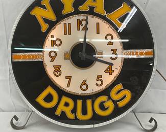 ‘Nyal Drugs’ Light-up Clock with Canned Metal Back and Glass Face, 22in