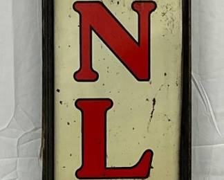 ‘Dunlop Tires’ Vertical Metal Sign with Wood Frame, 14x72in