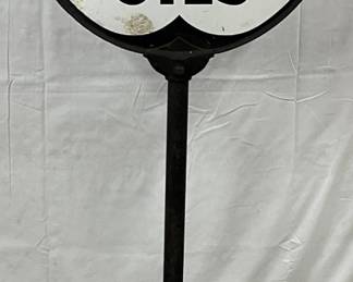 Cities Service Oils DS Sidewalk Sign on Original Metal Base