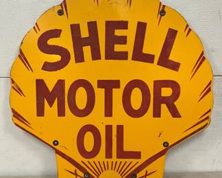 1929 DS Shell Motor Oil Metal Sign, 24in x 25in