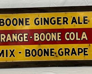 ‘Daniel Boone Ginger Ale’ Metal and Wood Framed Sign, 60in x 18in