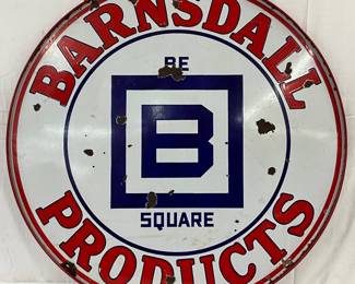 Double-Sided Barnsdall Products Porcelain Advertising Sign with Ring, 48 in.