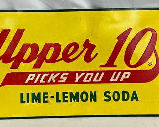 Emb. Upper 10 Lime-Lemon Soda Picks you Up Sign , 29in x 12in