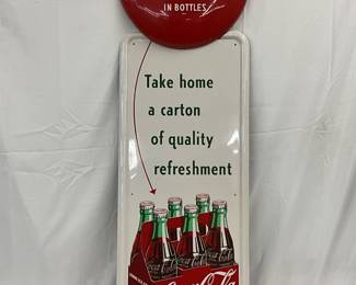 1951 Coca-Cola Pilaster Sign with Six-Pack Graphic, 54×16 Inches