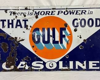 SS Porc. Gulf Gasoline Sign, 72 x 30 Inches