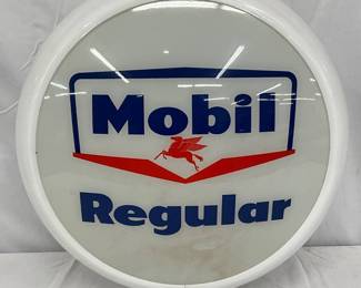 Mobil Gas Pump Globe with Original Lens, 17×17 Inches