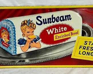 Emb. Sunbeam White Enriched Bread Sign, Self Framed, 30×12