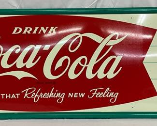 Coca-Cola Ice Cold Fishtail Sign, 53in x 17in