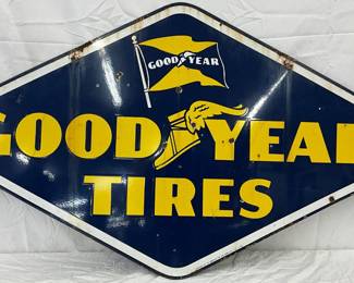 DS Porc. Goodyear Tires Sign, 54×31 Inches