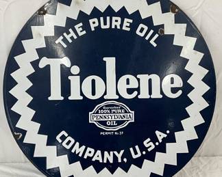 Tiolene Pure Oil Porcelain Sign, 26-Inch