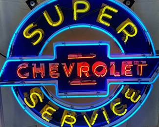 Chevrolet Super Service Neon Sign Measuring 59in by 42in