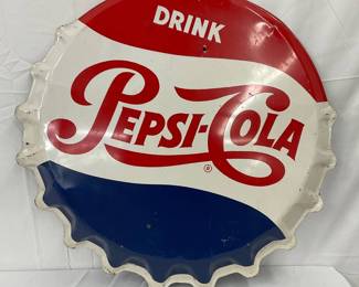 Pepsi-Cola Convex Bottle Cap Sign, 30 inch