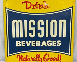 Emb. ‘Mission Beverages’ Sign, 18in