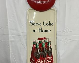1947 Coca-Cola Pilaster Sign with Button Top, 54in x 16in