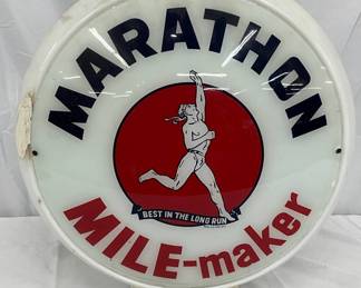 Marathon Milk Glass Gas Pump Globe, 16 inches
