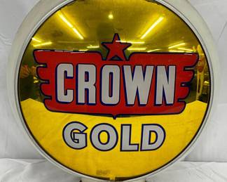 Early Crown Gold Milk Glass Pump Globe, 16 inches