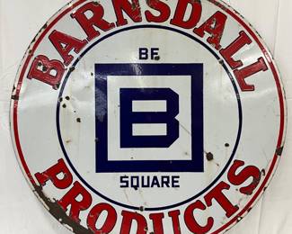 DS Porc. Barnsdall Products Sign, 48in Diameter