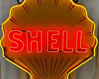 Shell Neon Sign with Red and Yellow Neon 48in x 49in