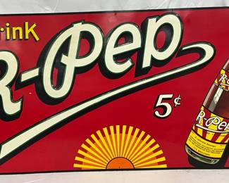 Emb. R-Pep Soda Metal Sign, 36in x 17in
