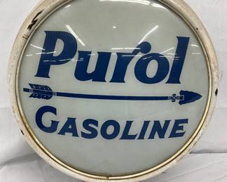 Purol Gasoline Globe with Metal Body, 18 inches