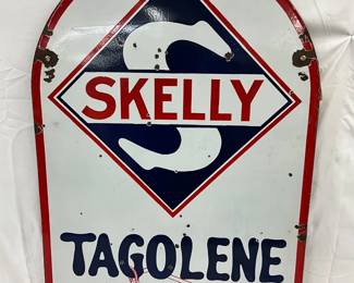 Skelly Gasoline DS Porc. Tombstone Sign, 28x40