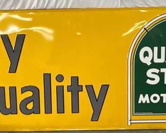 Quaker State Emb. Tin Sign with Wood Backing, 94in x 36in