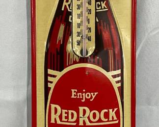 Emb. ‘Red Rock Cola’ Metal Thermometer, 4 1/2 x 16 1/2
