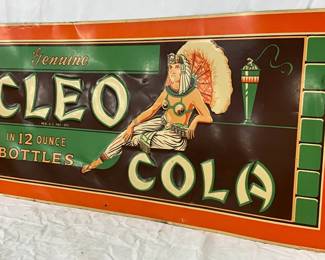 Emb. Metal ‘Genuine Cleo Cola’ Sign, 27in x 12in