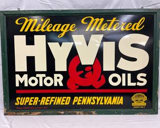 HyVis Motor Oils Metal Wood Framed Sign, 53×36 in.
