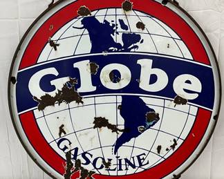 DSP ‘Globe Gasoline’ Sign With Original Ring, 30 Inches
