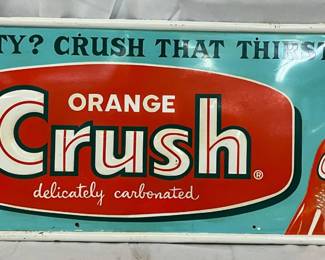 Emb. Orange Crush Metal Sign, 30×12
