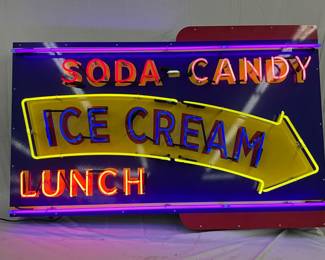 Soda-Candy-Ice Cream-Lunch Neon Sign with Flashing Arrow, 60x40in