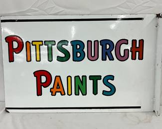 Porc. Pittsburgh Paints Flange Sign, 25in x 16in