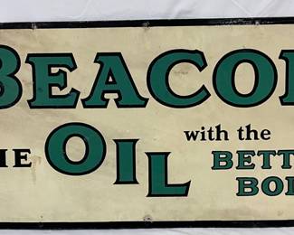 Beacon Oil SS Porc. Sign, 49in x 23in