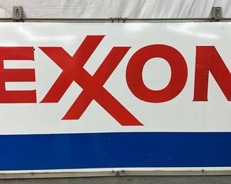 DS Porc. Exxon 7ft. Sign with Metal Frame and Brackets