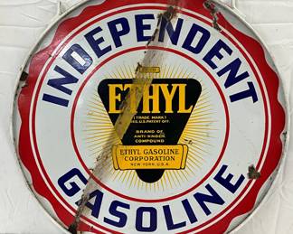 DS Porc. Independent Gasoline Ethyl Sign with Ring, 30in