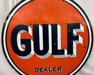 Gulf Dealer DS Porc. Sign, 5-Foot Diameter