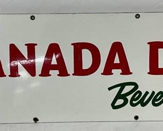 Porc. Canada Dry Beverages Sign, 30in x 10in