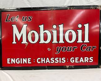 Porc. Mobiloil Self Framed Sign, 60in x 36in