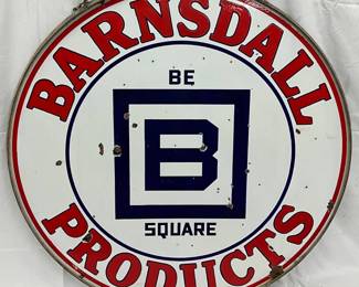 DS Porc. Barnsdall Products Sign with Hanging Ring, 48 inches